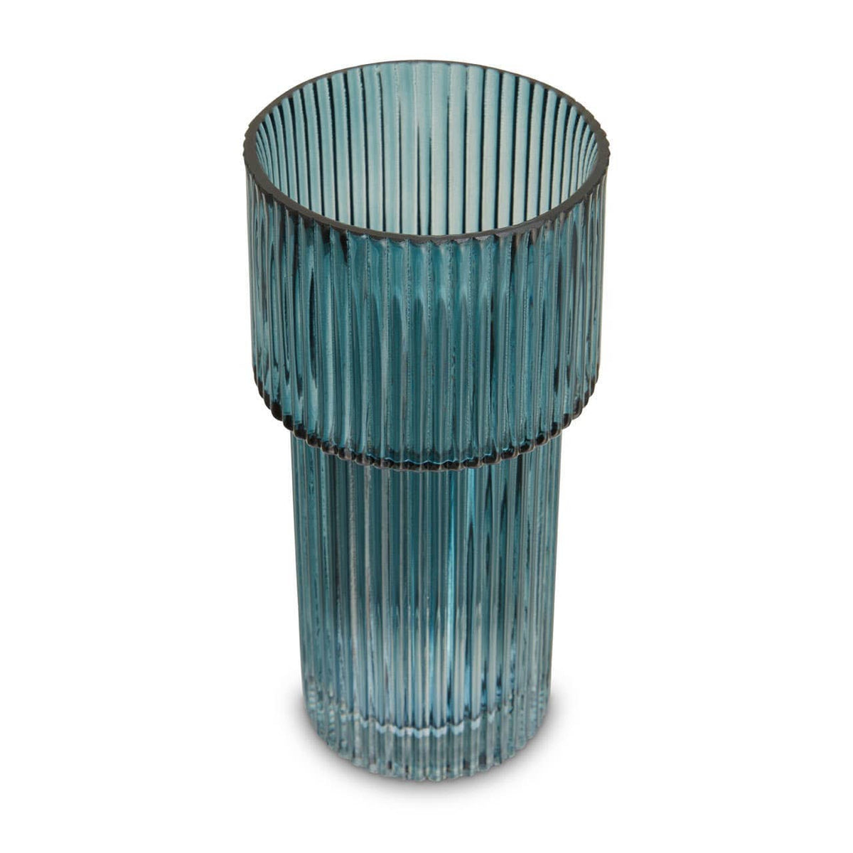 Hamilton Interiors Living Esma Small Ribbed Blue Glass Vase House of Isabella UK