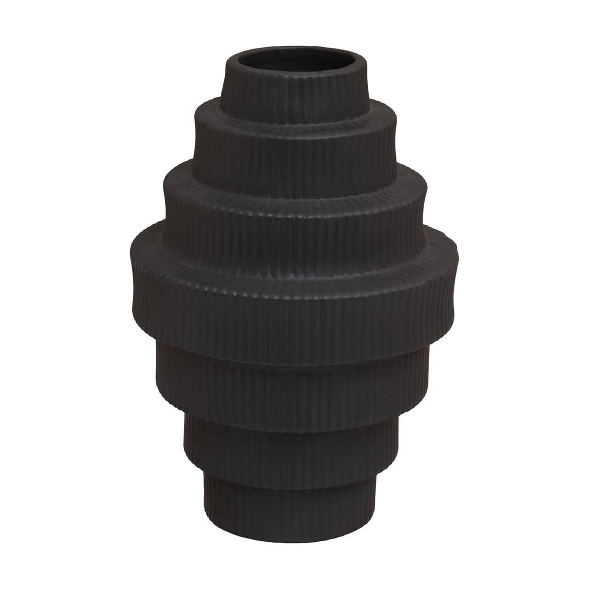 Hamilton Interiors Living Fabia Black Large Step Design Vase House of Isabella UK