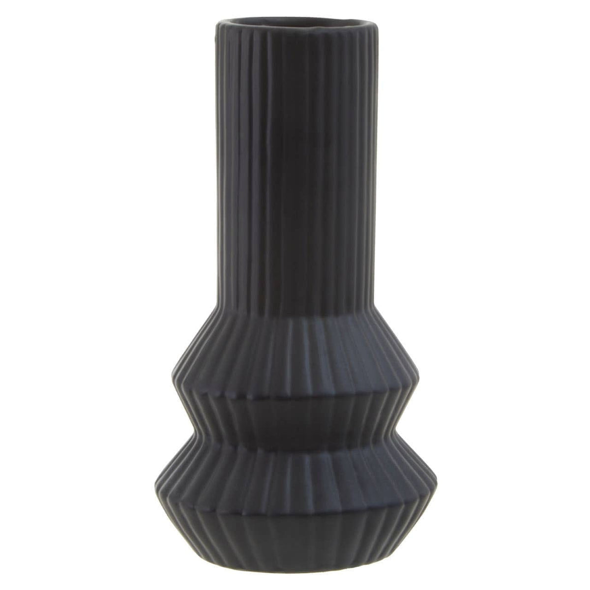 Hamilton Interiors Living Fabia Black Ribbed Vase House of Isabella UK