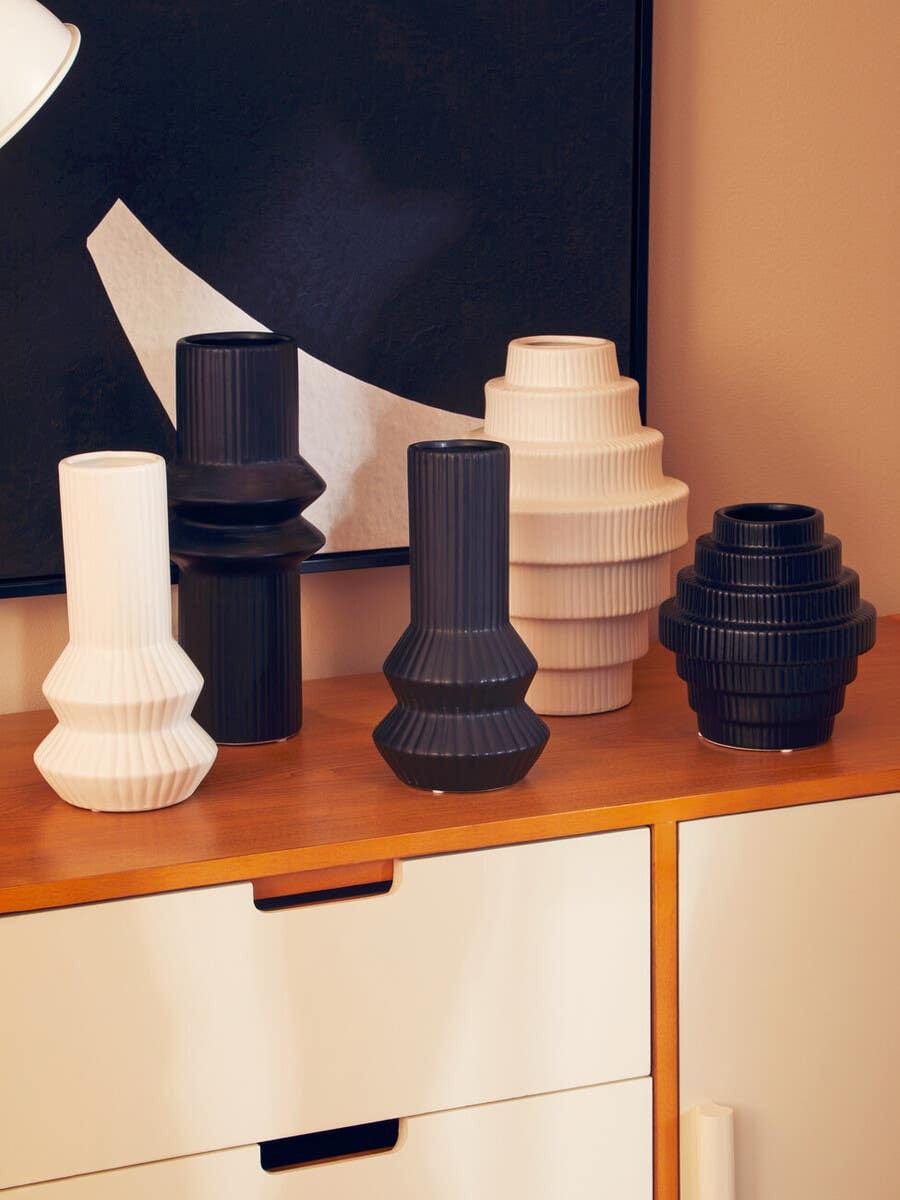 Hamilton Interiors Living Fabia Black Small Step Design Vase House of Isabella UK