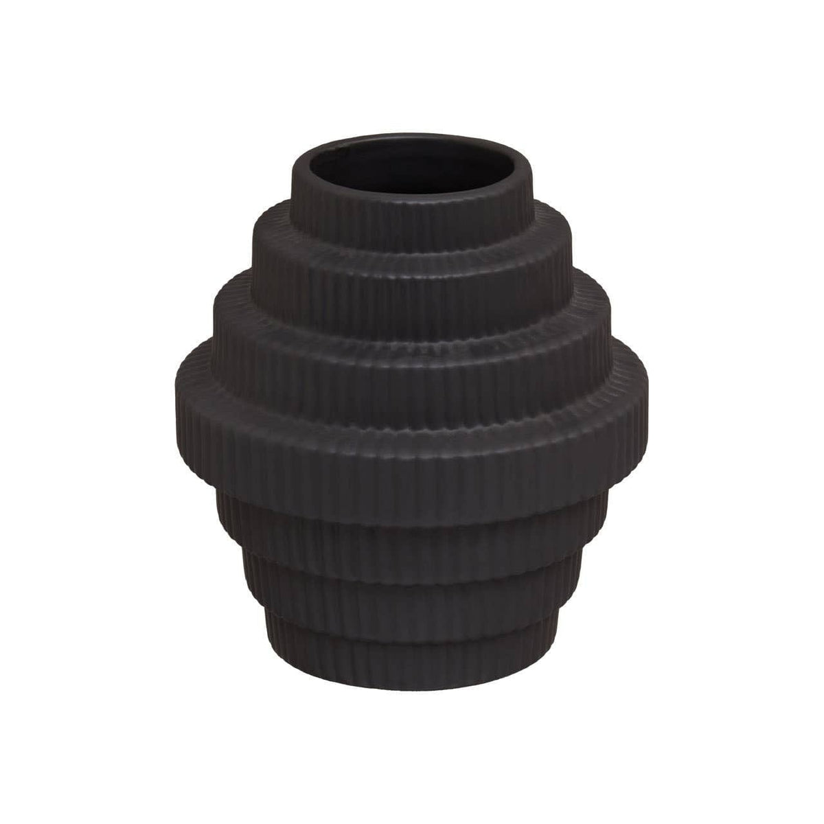 Hamilton Interiors Living Fabia Black Small Step Design Vase House of Isabella UK