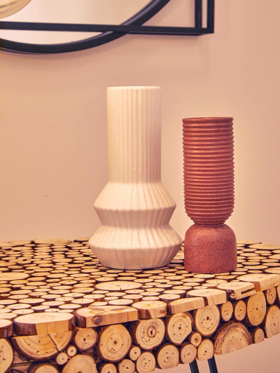 Hamilton Interiors Living Fabia White Ribbed Vase House of Isabella UK