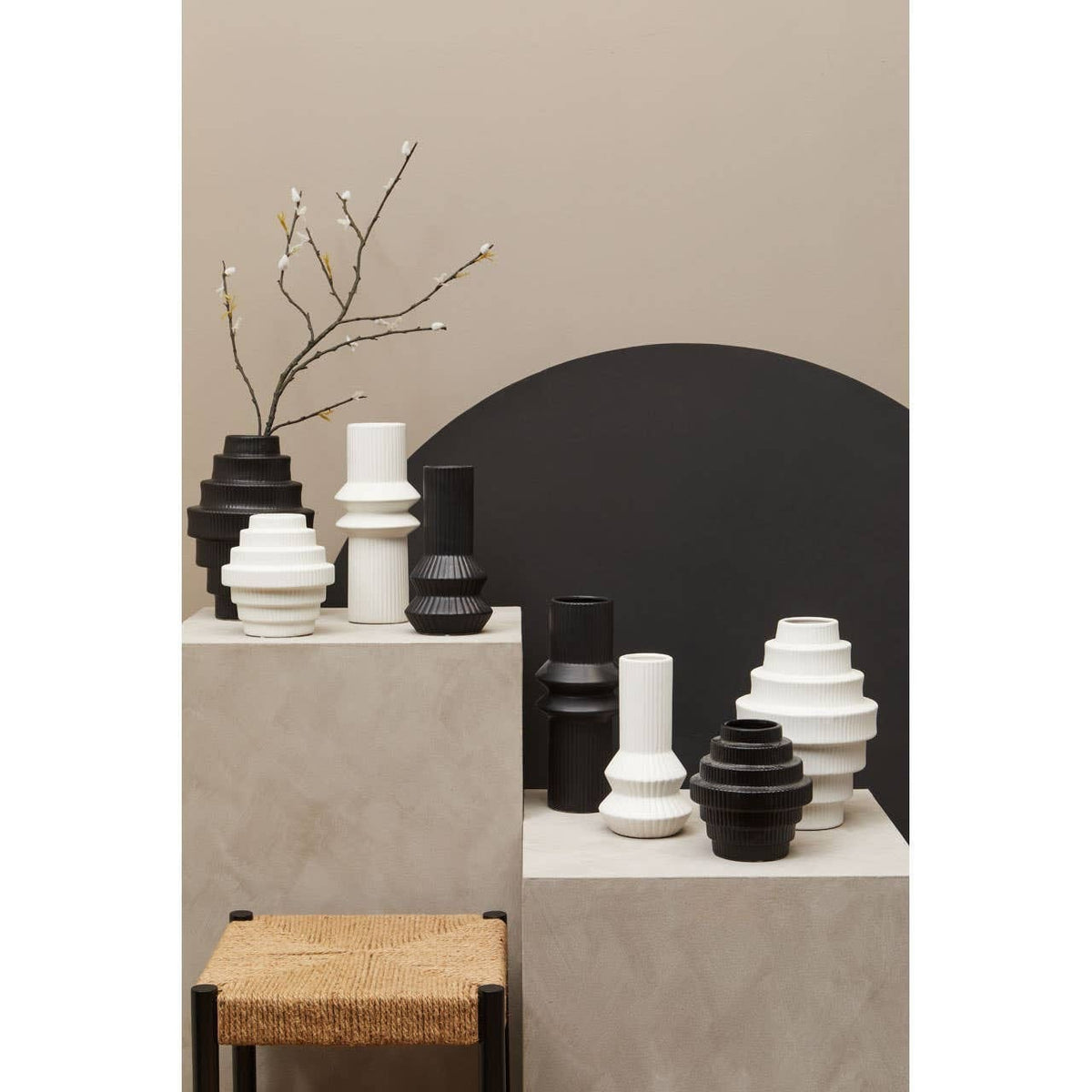 Hamilton Interiors Living Fabia White Ribbed Vase House of Isabella UK