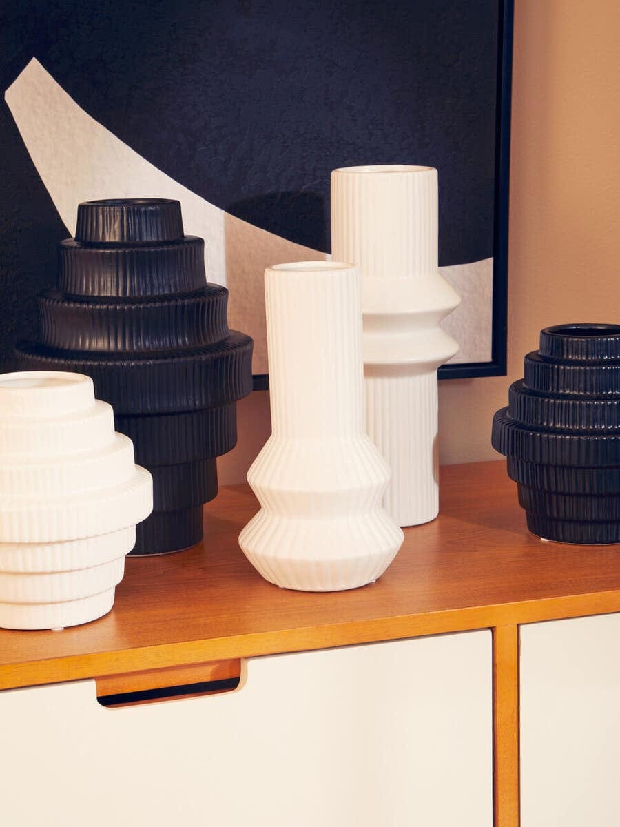 Hamilton Interiors Living Fabia White Ribbed Vase House of Isabella UK