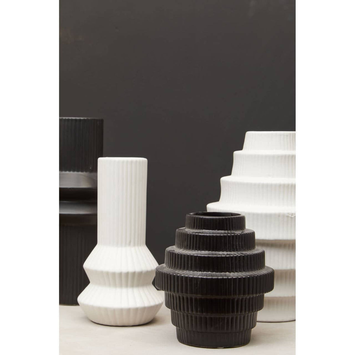 Hamilton Interiors Living Fabia White Ribbed Vase House of Isabella UK