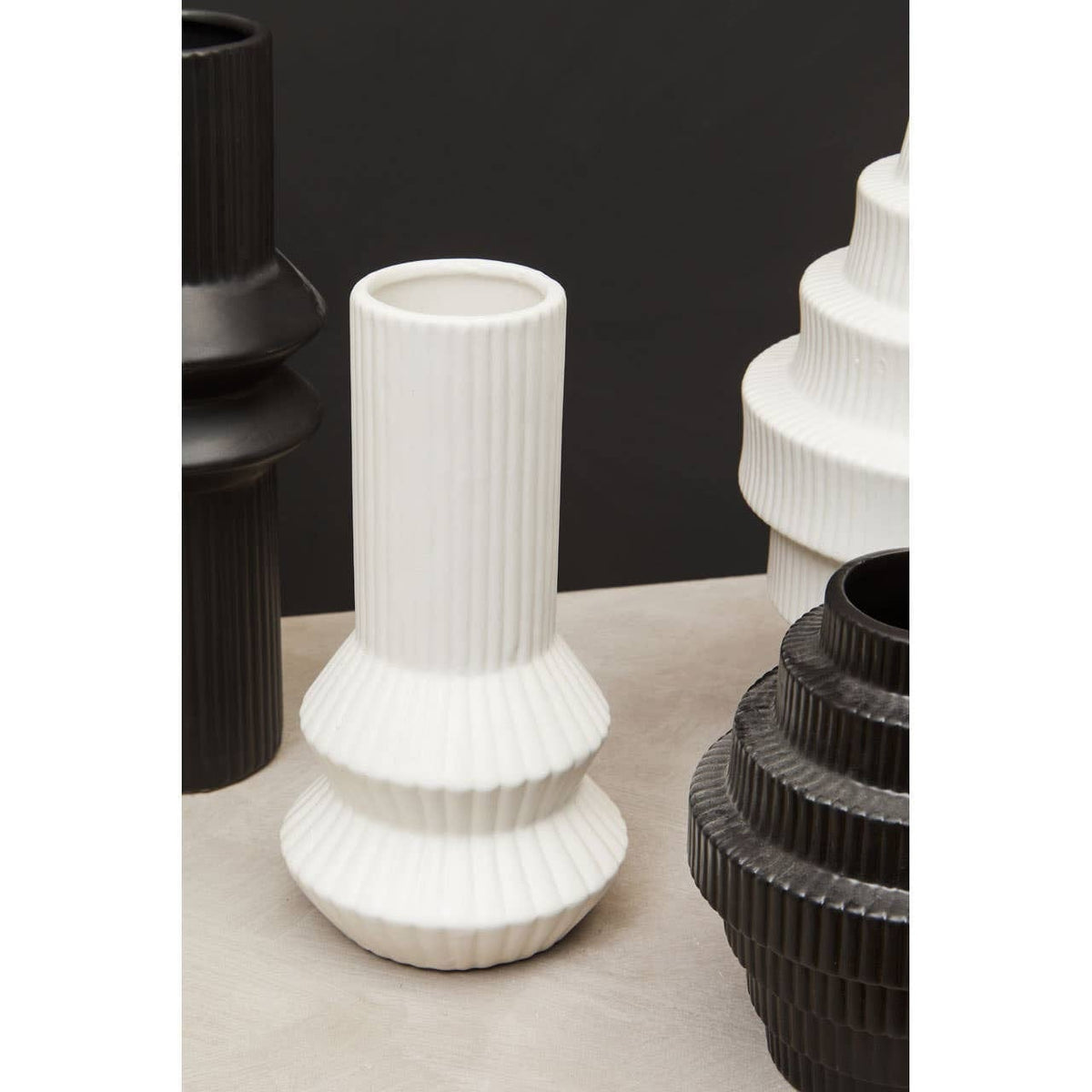 Hamilton Interiors Living Fabia White Ribbed Vase House of Isabella UK