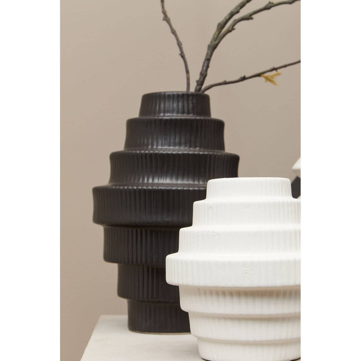Hamilton Interiors Living Fabia White Small Step Design Vase House of Isabella UK