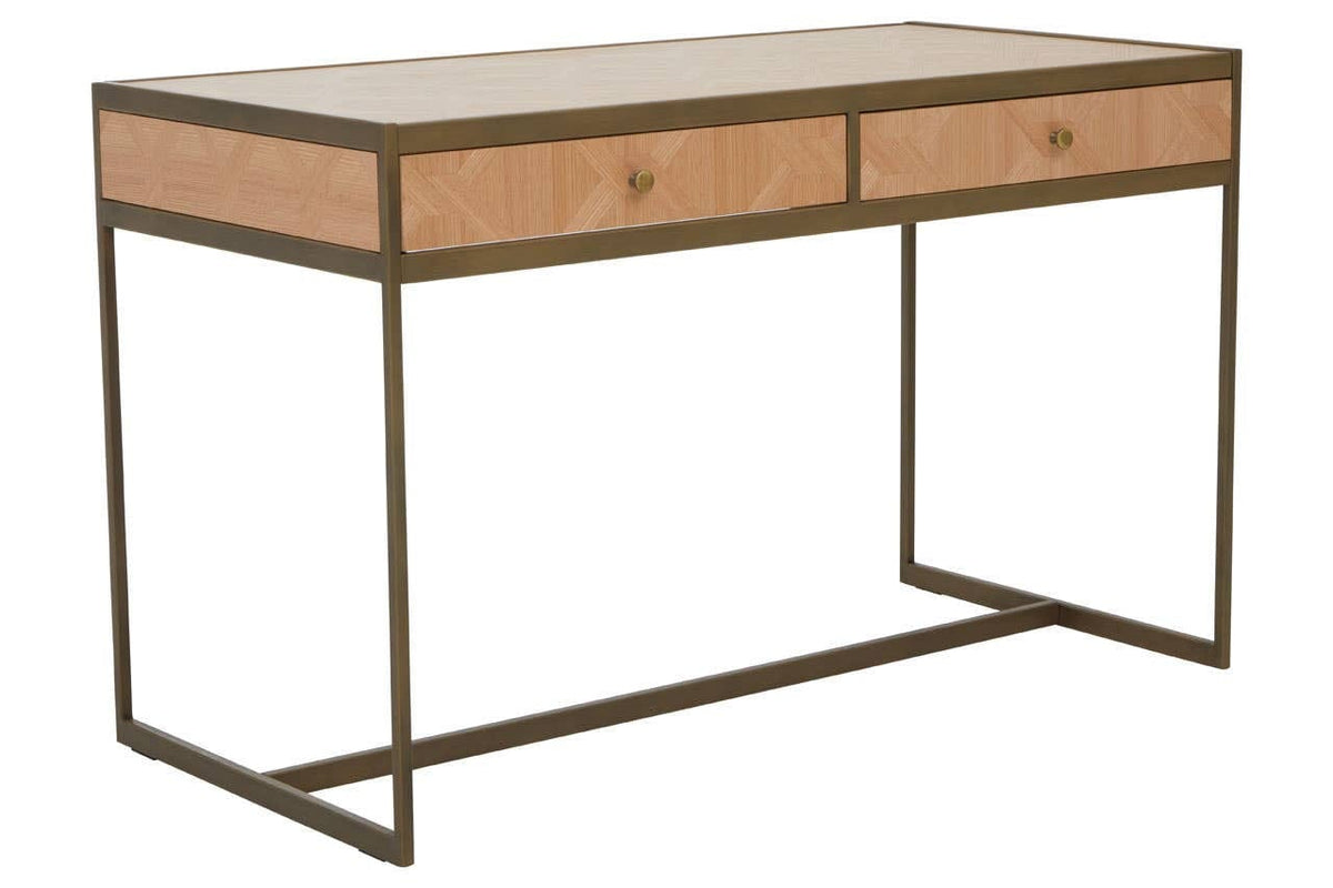 Hamilton Interiors Living Grenoble Oak Veneer 2 Drawer Desk House of Isabella UK