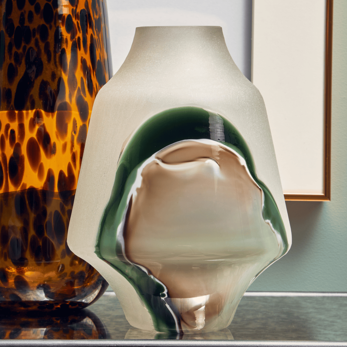 Hamilton Interiors Living Hakan Glass Vase with Marbled Design House of Isabella UK