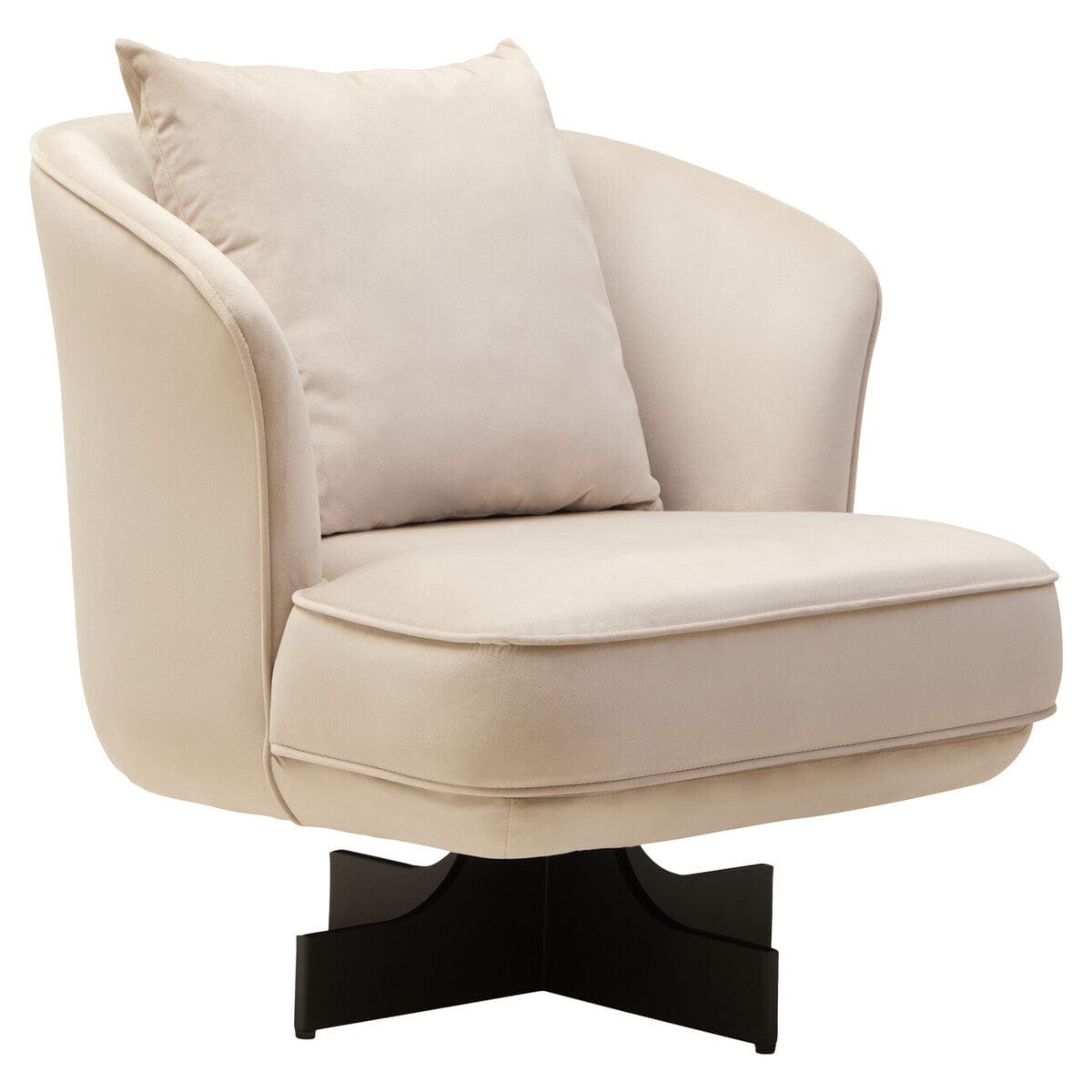 Hamilton Interiors Living Hale Cream Velvet Swivel Chair House of Isabella UK