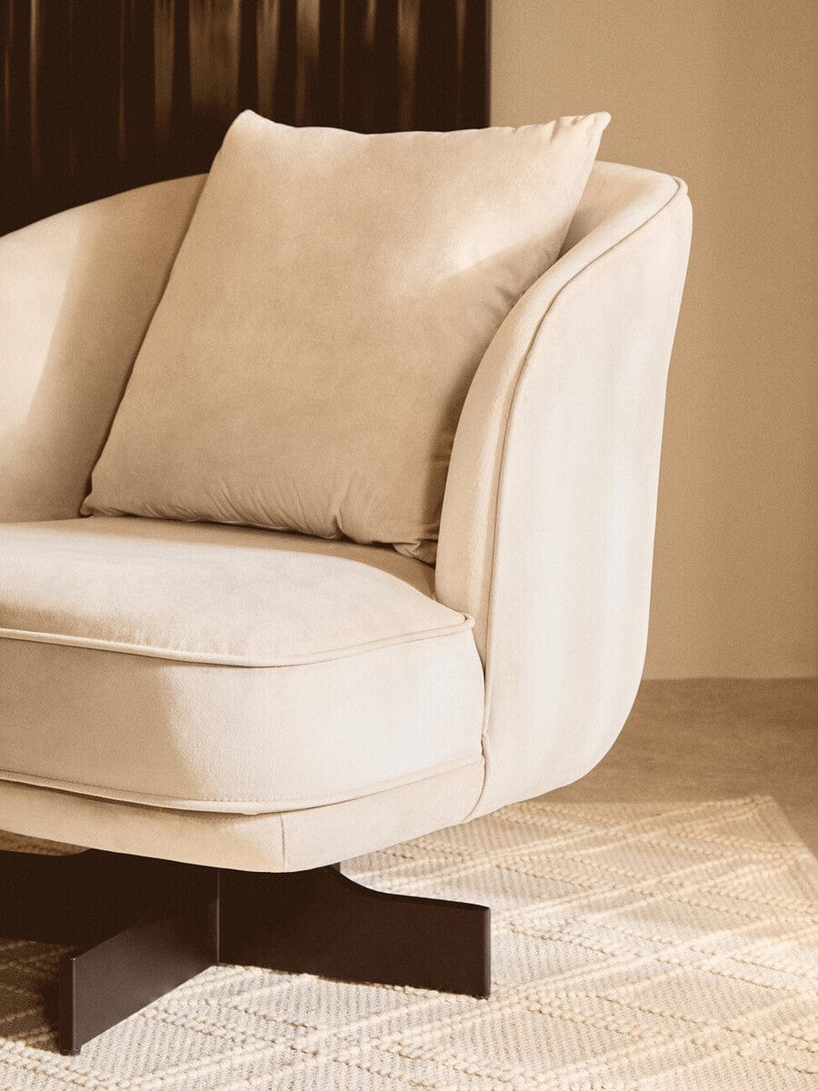 Hamilton Interiors Living Hale Cream Velvet Swivel Chair House of Isabella UK