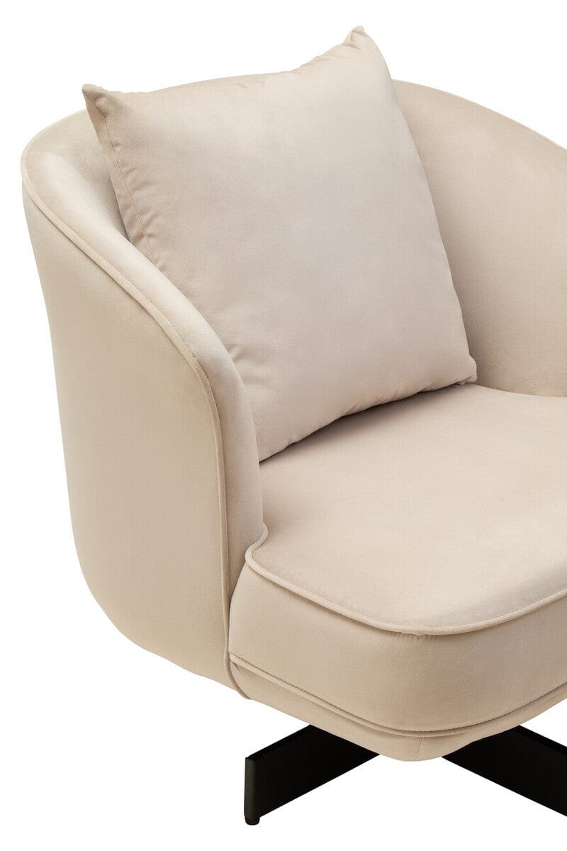 Hamilton Interiors Living Hale Cream Velvet Swivel Chair House of Isabella UK