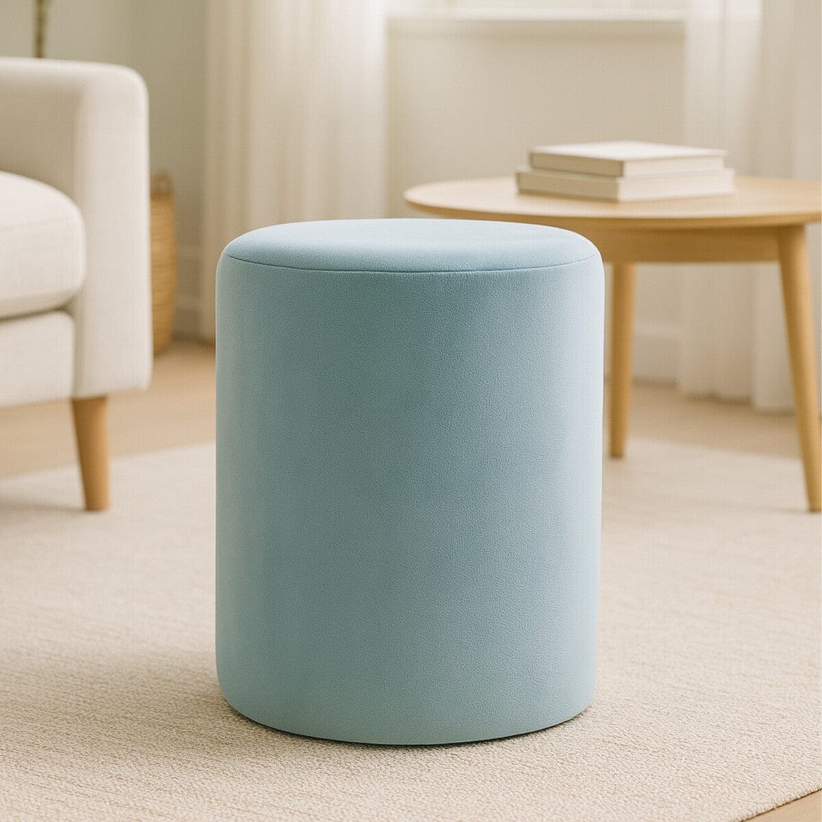 Hamilton Interiors Living Haley Blue Velvet Pouffe House of Isabella UK
