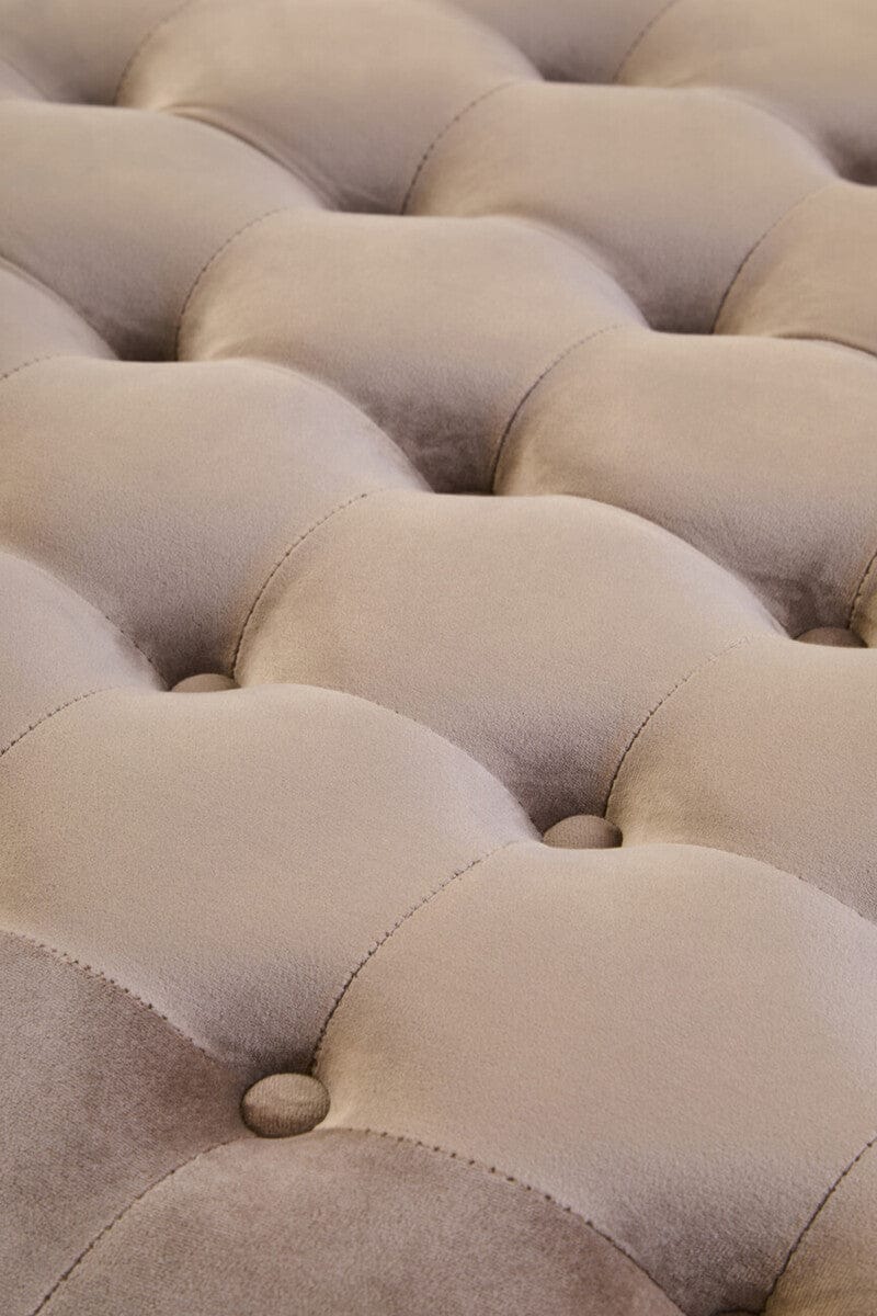 Hamilton Interiors Living Haley Mink Velvet Round Tufted Footstool House of Isabella UK