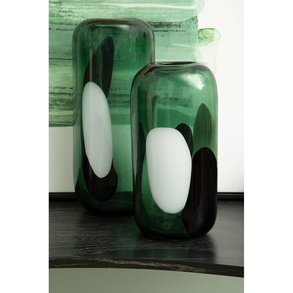 Hamilton Interiors Living Hania Large Green Glass Vase with Abstract Pattern House of Isabella UK