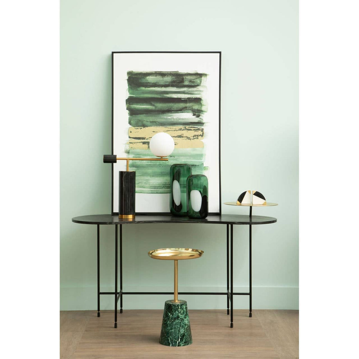 Hamilton Interiors Living Hania Large Green Glass Vase with Abstract Pattern House of Isabella UK