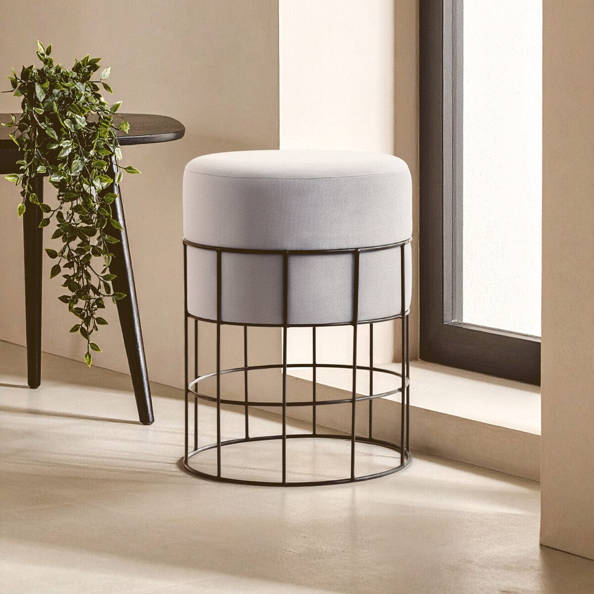 Hamilton Interiors Living Hayes Cage Frame Velvet Stool House of Isabella UK