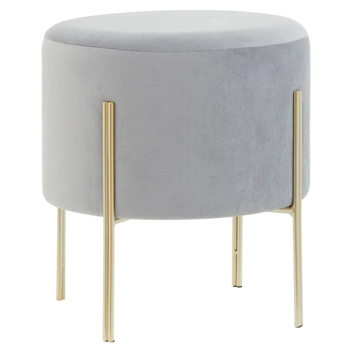 Hamilton Interiors Living Hayes Round Grey Velvet Stool House of Isabella UK