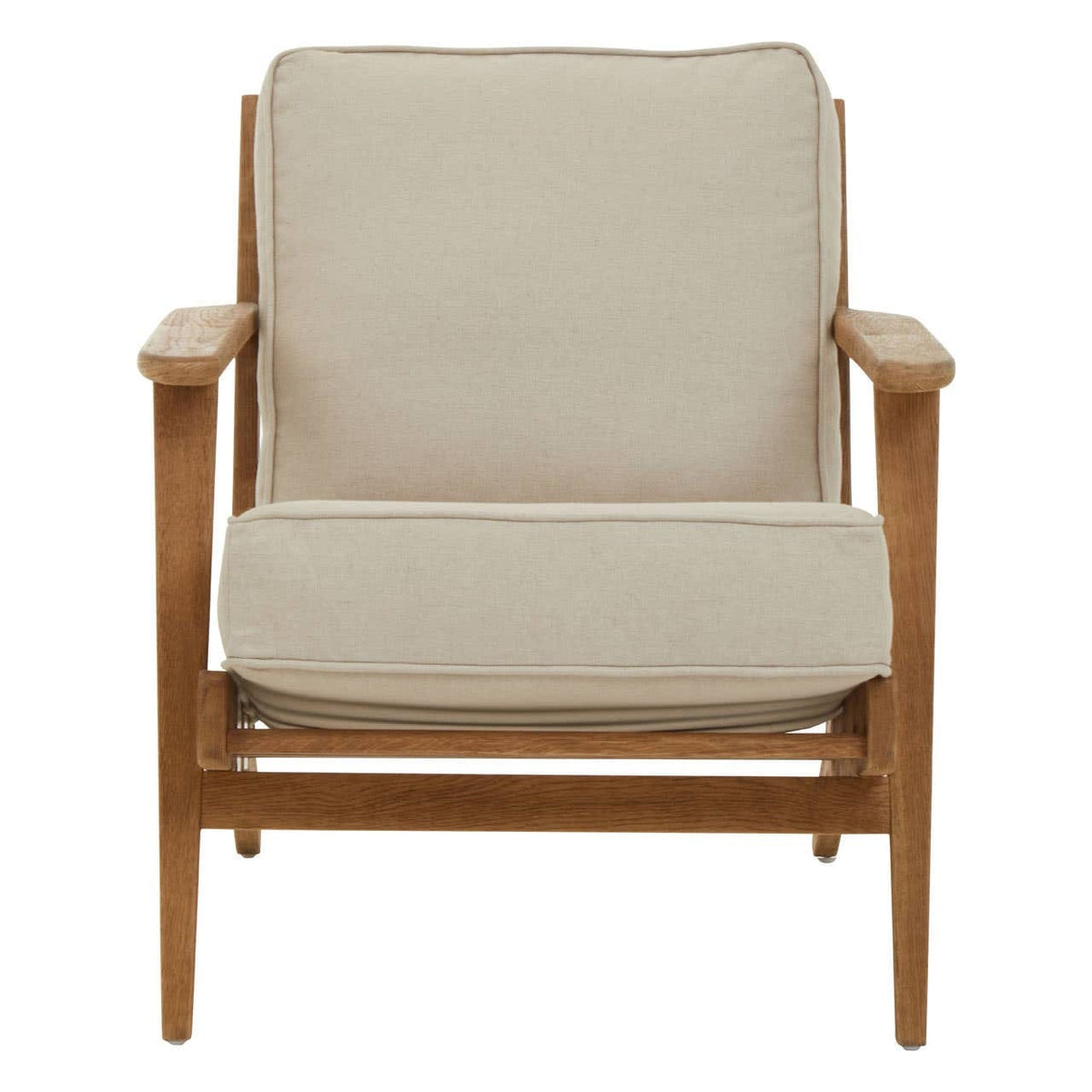 Hamilton Interiors Living Hector Natural Linen and Oak Wood Armchair House of Isabella UK