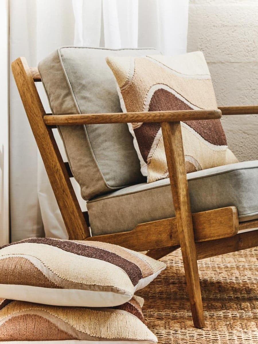 Hamilton Interiors Living Hector Natural Linen and Oak Wood Armchair House of Isabella UK