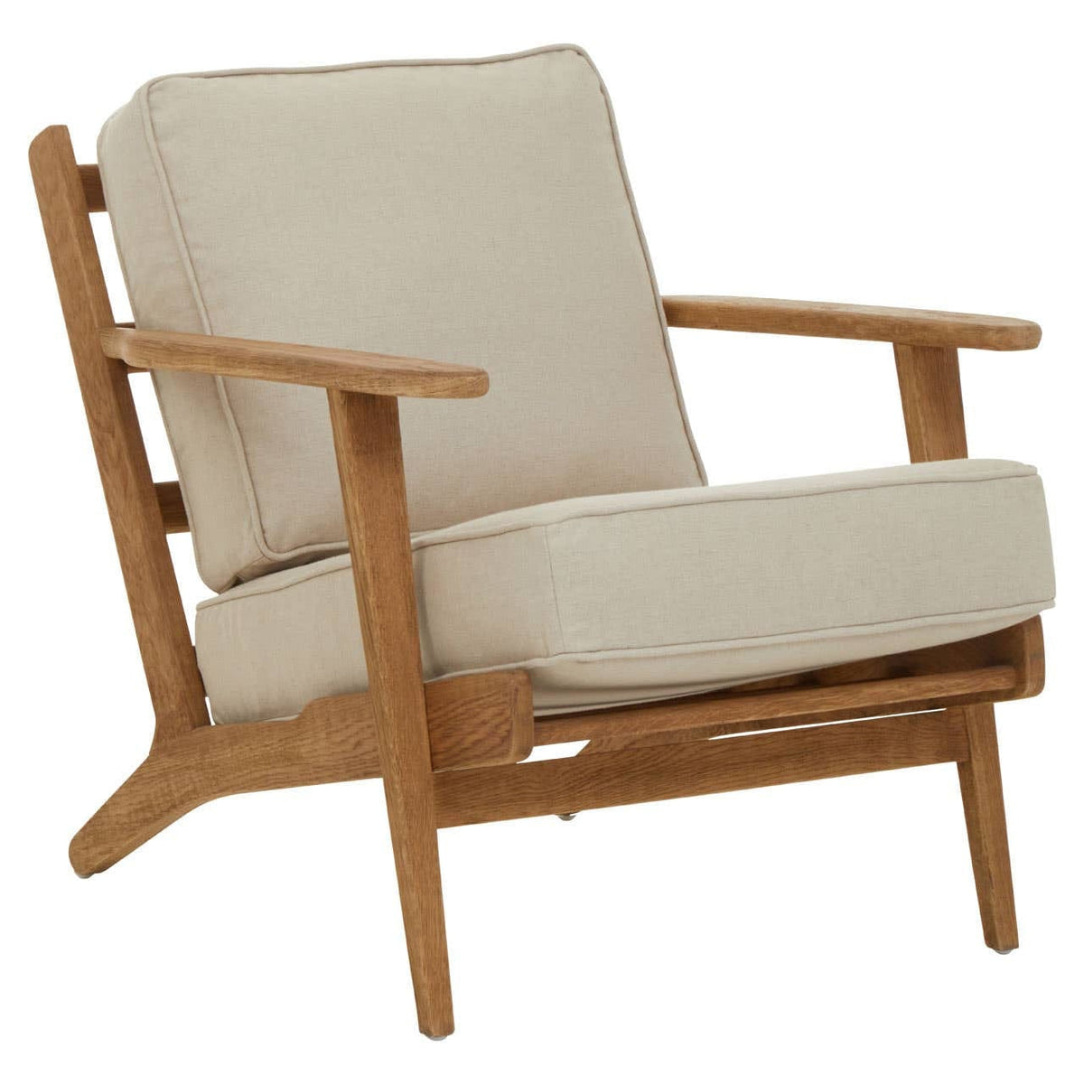 Hamilton Interiors Living Hector Natural Linen and Oak Wood Armchair House of Isabella UK