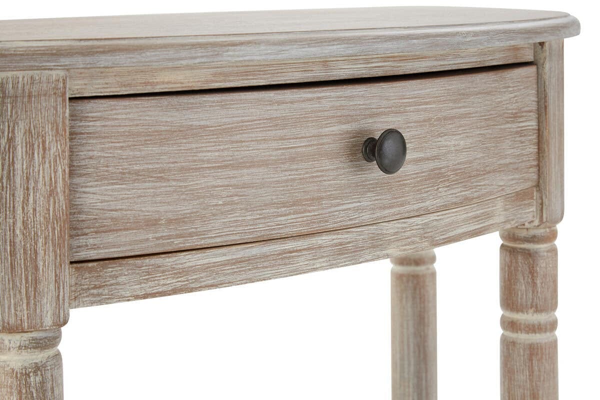 Hamilton Interiors Living Heritage Natural Wash Pine Wood Half Moon Console Table with Drawer House of Isabella UK
