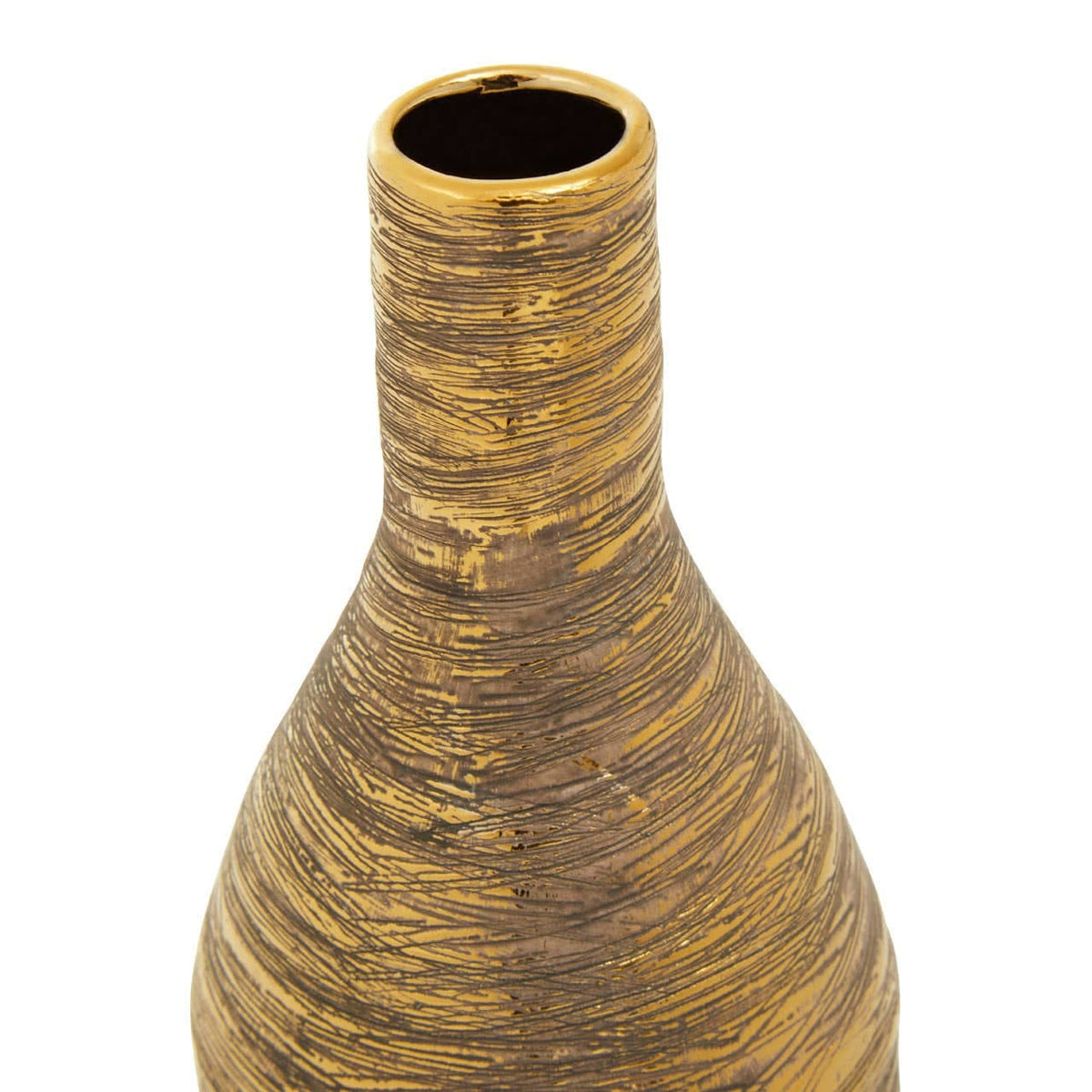 Hamilton Interiors Living Hermosa Gold Small Ceramic Bottle Vase House of Isabella UK