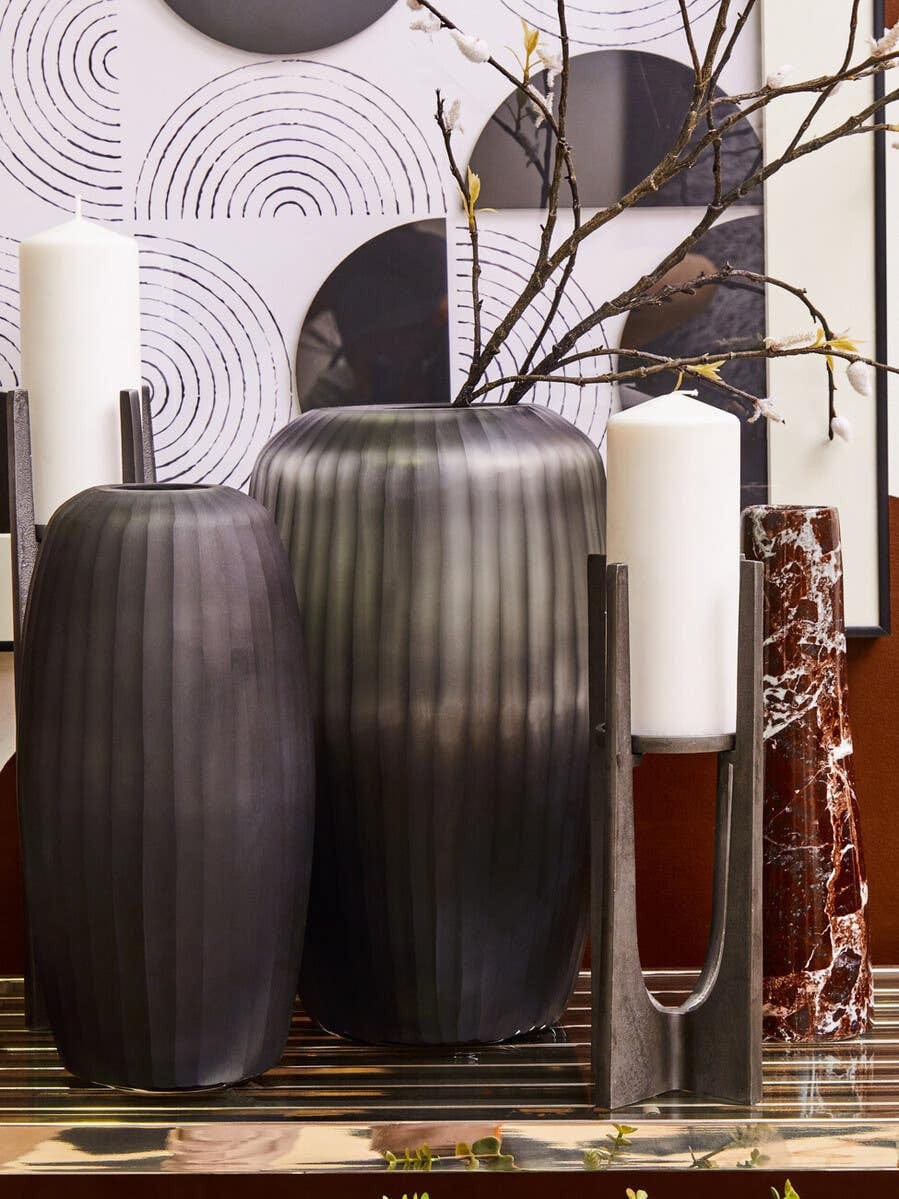 Hamilton Interiors Living Hessa Small Dark Grey Glass Vase House of Isabella UK