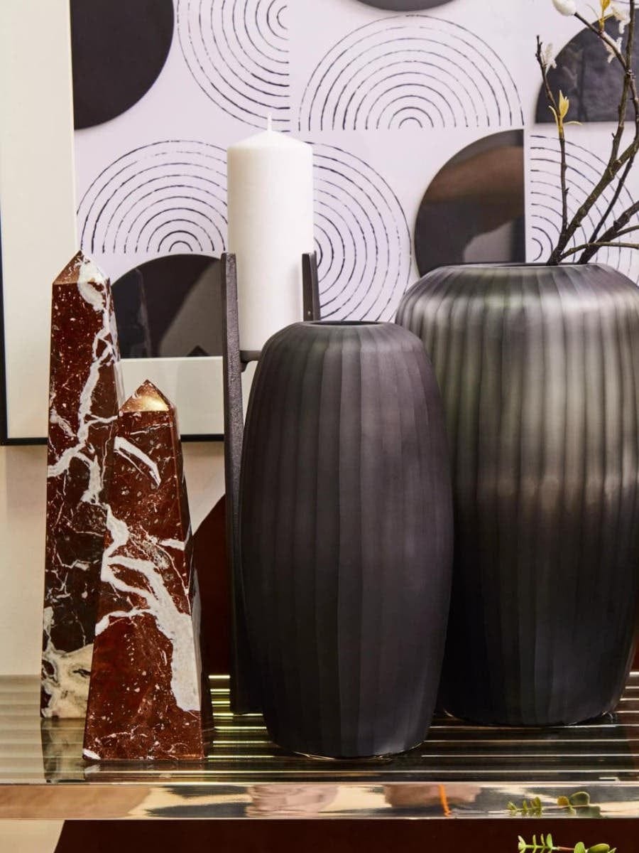 Hamilton Interiors Living Hessa Small Dark Grey Glass Vase House of Isabella UK