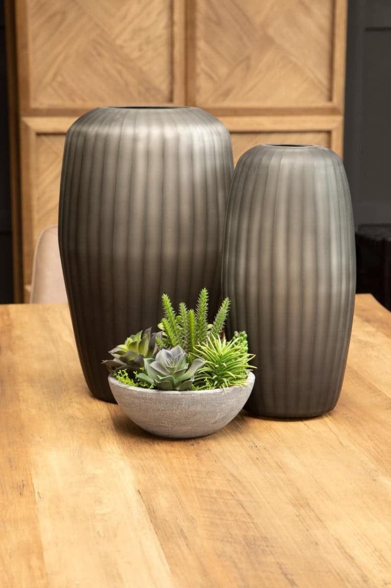 Hamilton Interiors Living Hessa Small Dark Grey Glass Vase House of Isabella UK