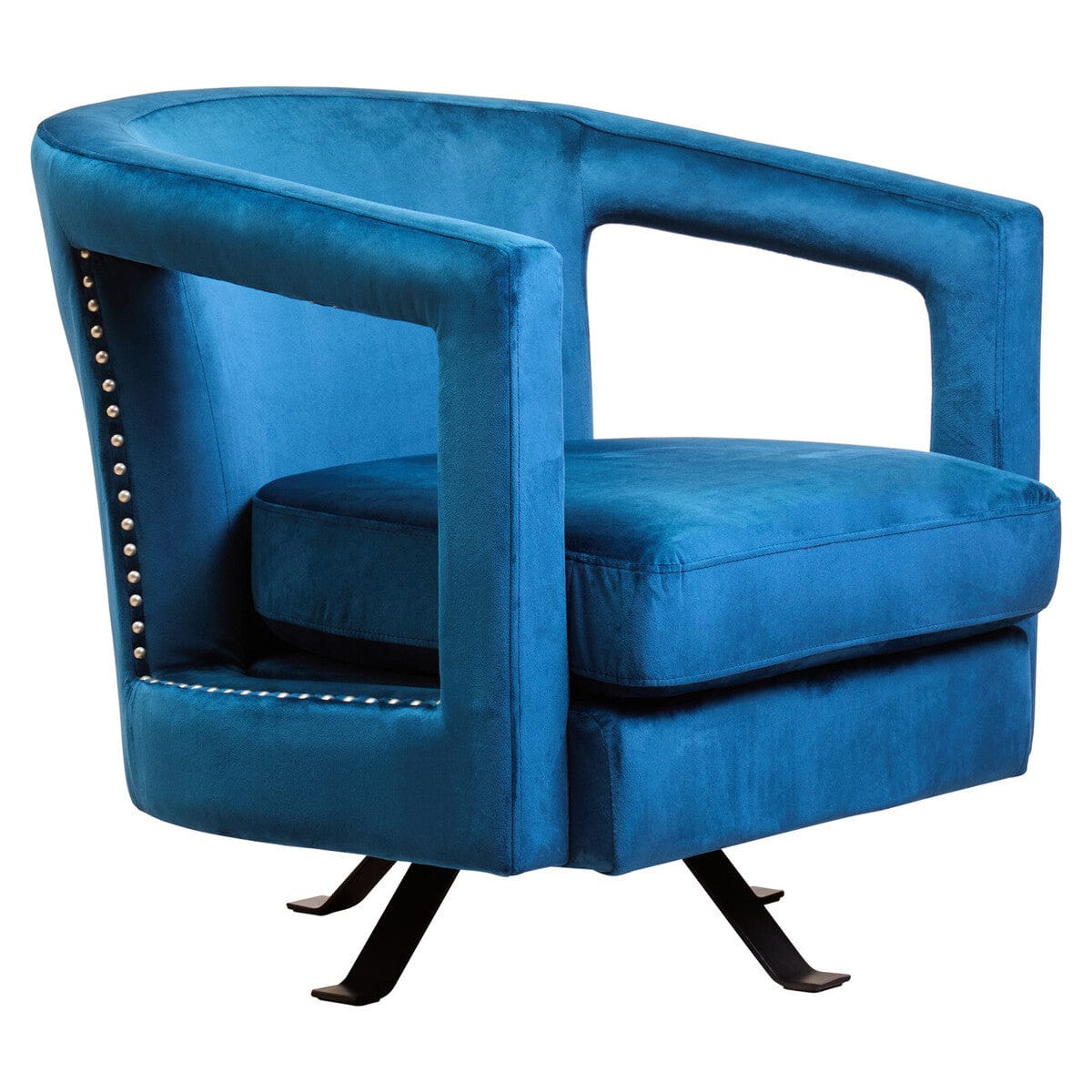 Hamilton Interiors Living Hestia Blue Velvet Swivel Chair House of Isabella UK