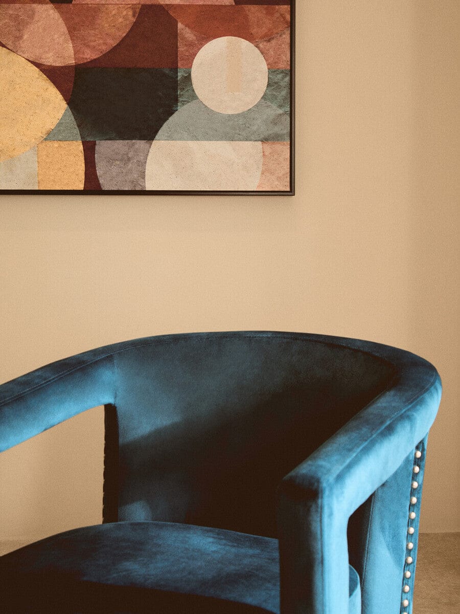 Hamilton Interiors Living Hestia Blue Velvet Swivel Chair House of Isabella UK