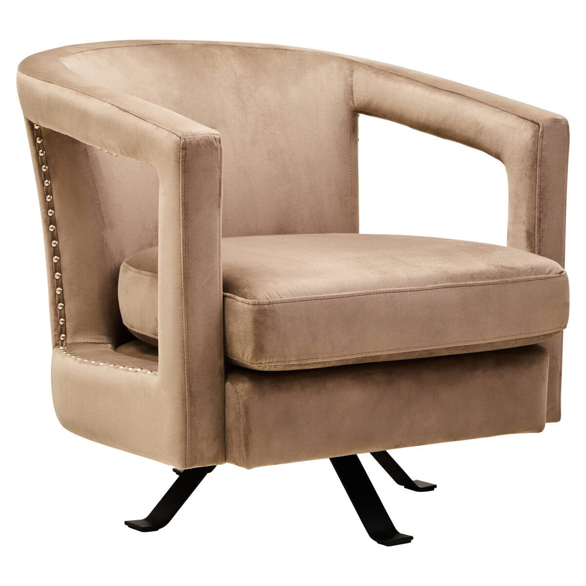 Hamilton Interiors Living Hestia Mink Velvet Swivel Chair House of Isabella UK