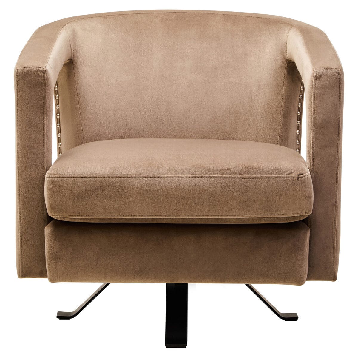 Hamilton Interiors Living Hestia Mink Velvet Swivel Chair House of Isabella UK