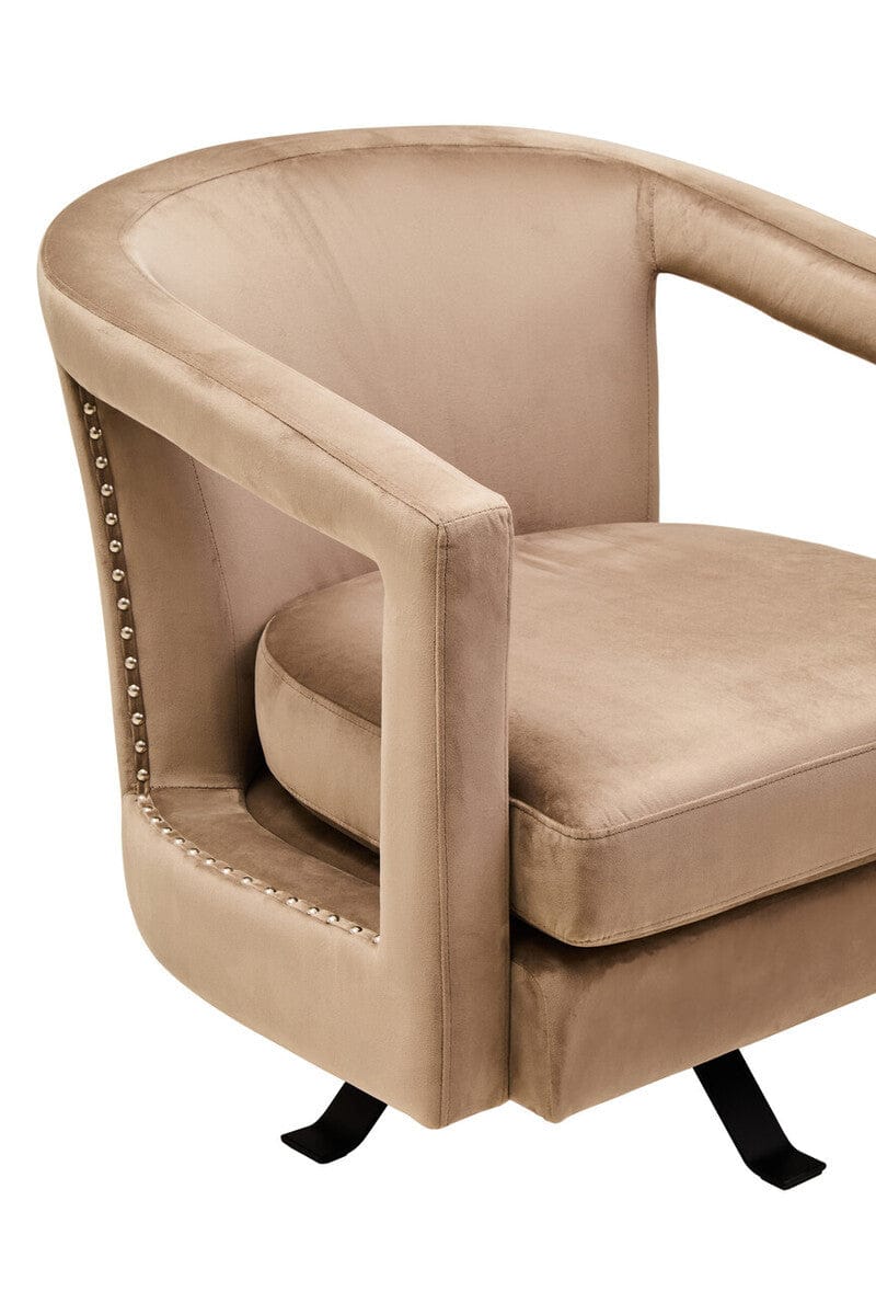 Hamilton Interiors Living Hestia Mink Velvet Swivel Chair House of Isabella UK