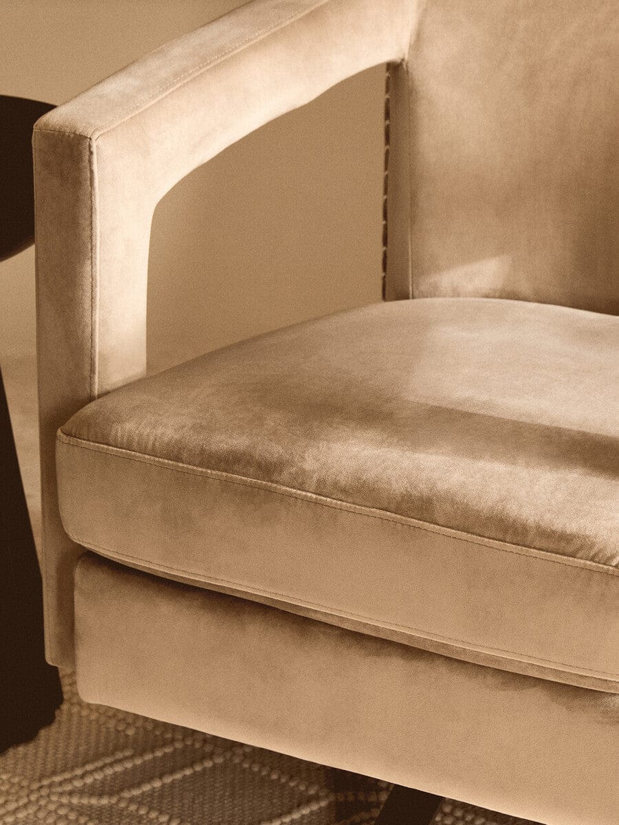 Hamilton Interiors Living Hestia Mink Velvet Swivel Chair House of Isabella UK