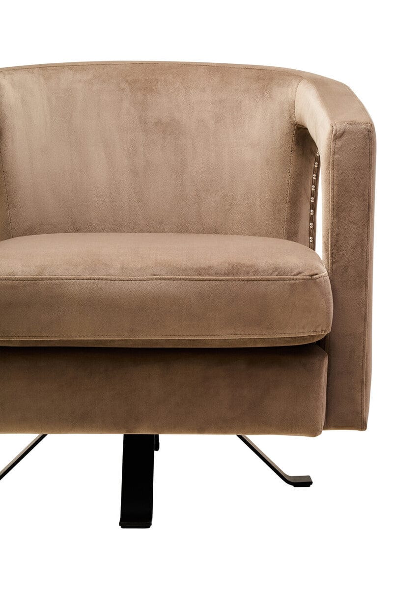 Hamilton Interiors Living Hestia Mink Velvet Swivel Chair House of Isabella UK