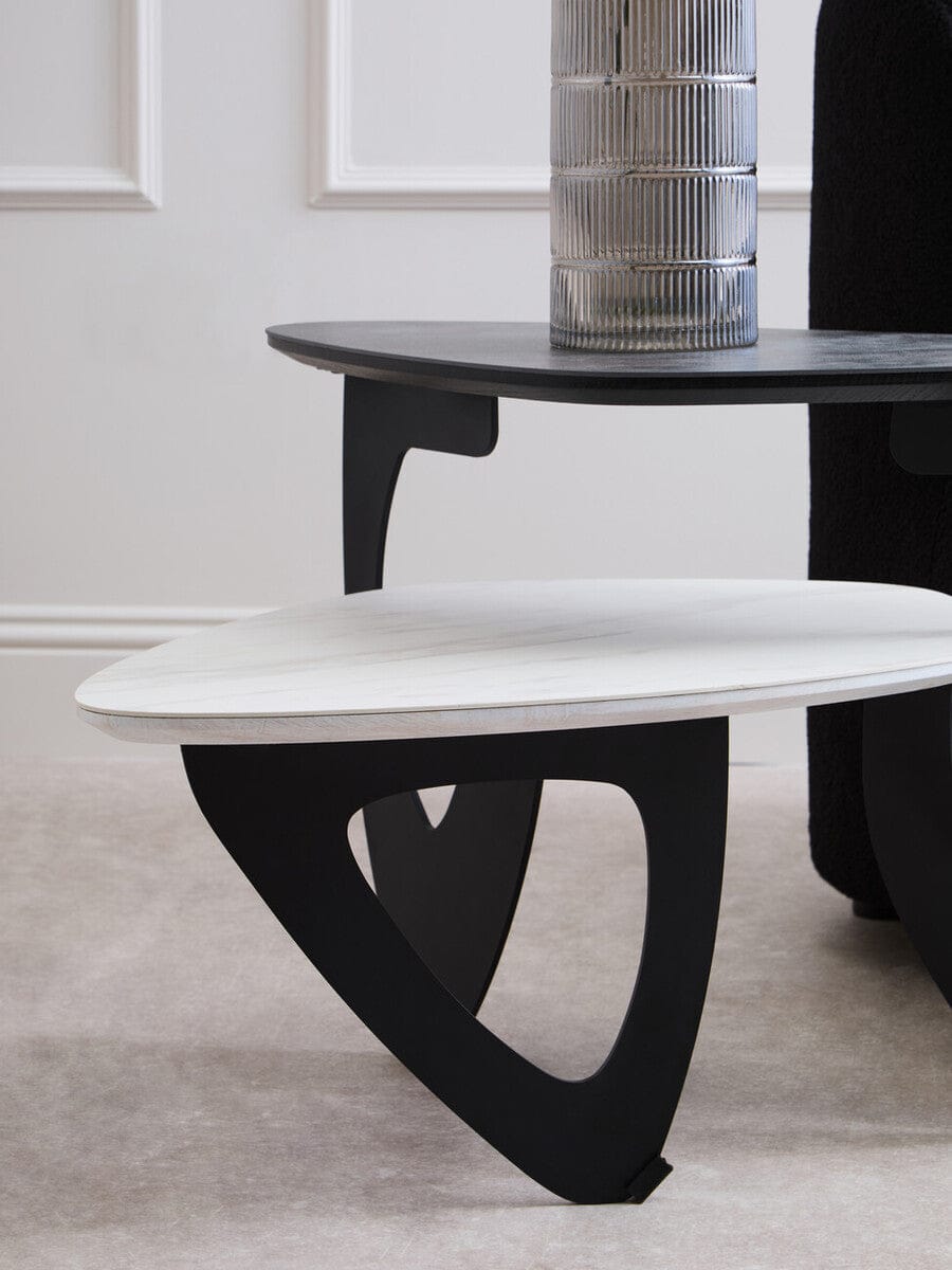 Hamilton Interiors Living Imperia 2 Tier Small Asymmetrical Ceramic Coffee Table House of Isabella UK