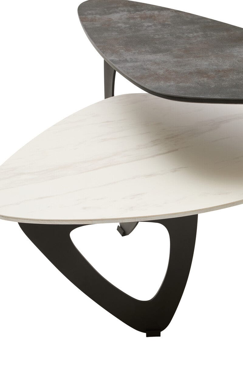 Hamilton Interiors Living Imperia 2 Tier Small Asymmetrical Ceramic Coffee Table House of Isabella UK