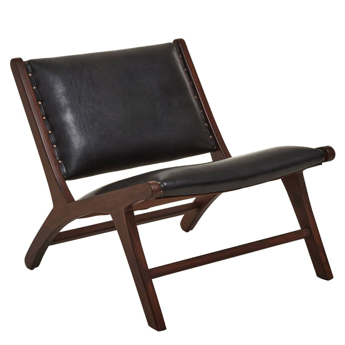 Hamilton Interiors Living Inca Genuine Black Leather Lounge Chair House of Isabella UK