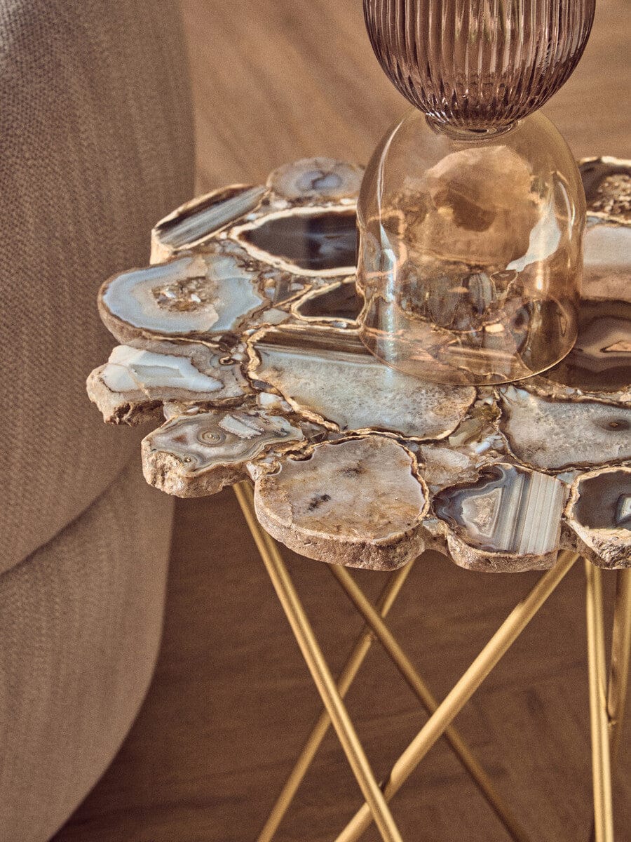 Hamilton Interiors Living Jaipur Side Table with Agate Top House of Isabella UK