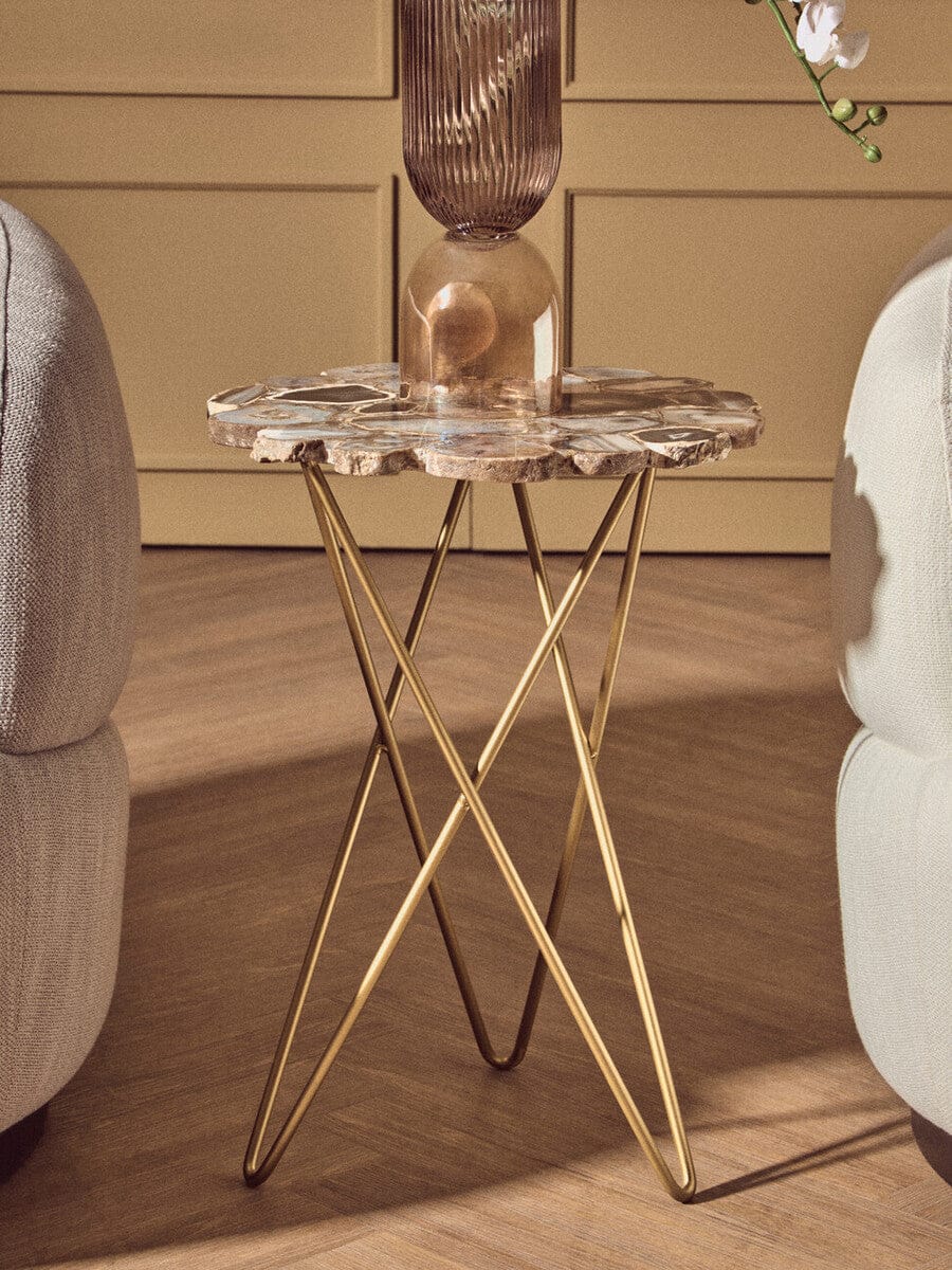 Hamilton Interiors Living Jaipur Side Table with Agate Top House of Isabella UK