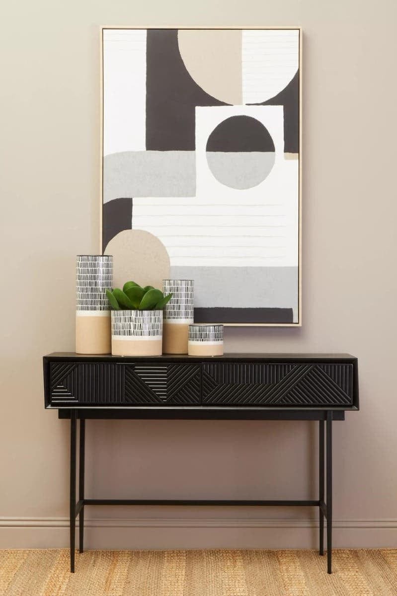 Hamilton Interiors Living Jakara Black Finish Console Table with 2 Drawers House of Isabella UK