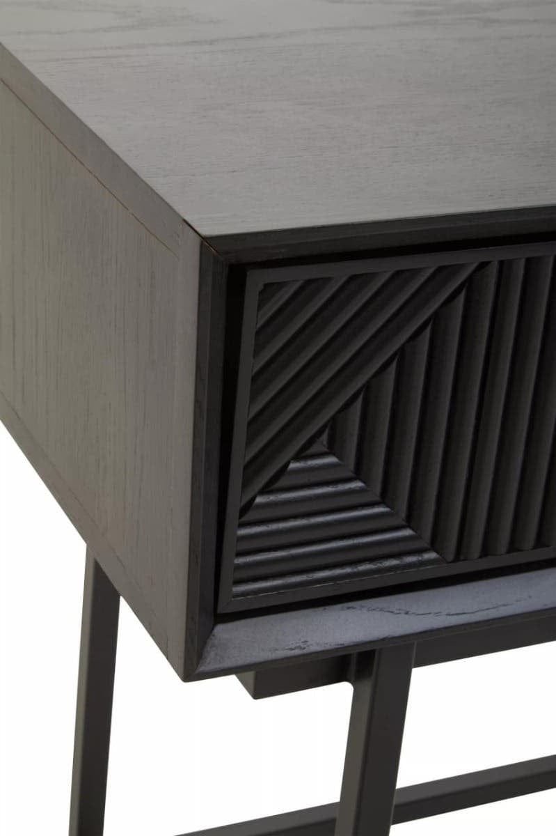 Hamilton Interiors Living Jakara Black Finish Console Table with 2 Drawers House of Isabella UK
