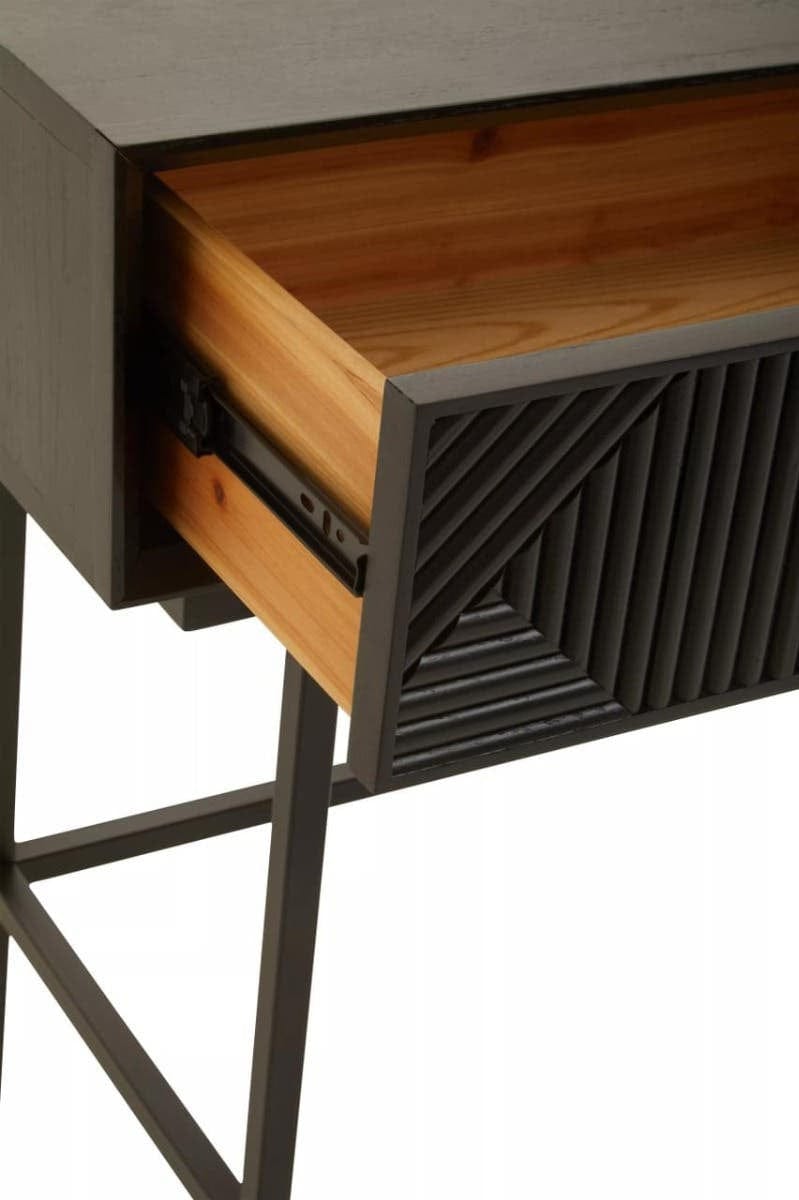 Hamilton Interiors Living Jakara Black Finish Console Table with 2 Drawers House of Isabella UK