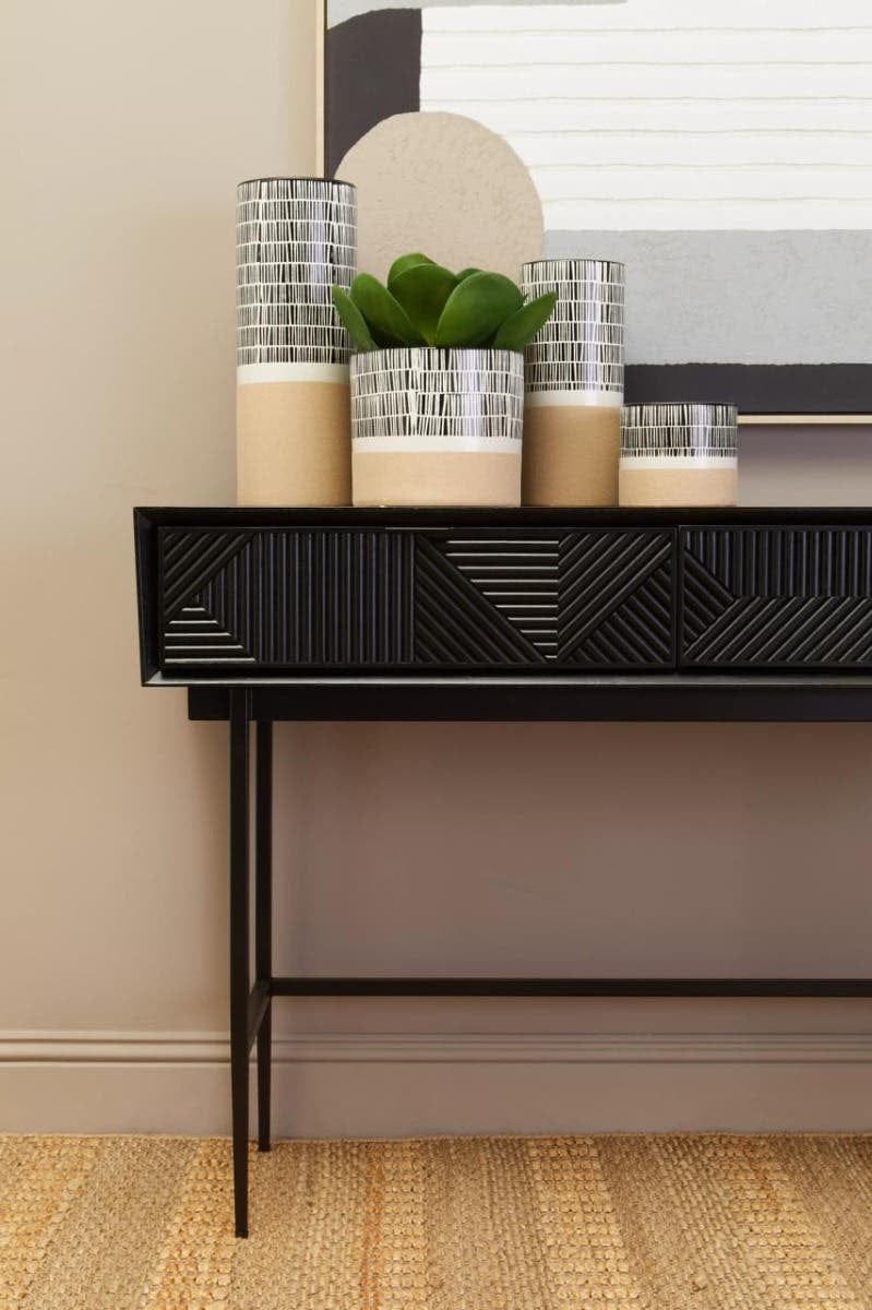 Hamilton Interiors Living Jakara Black Finish Console Table with 2 Drawers House of Isabella UK
