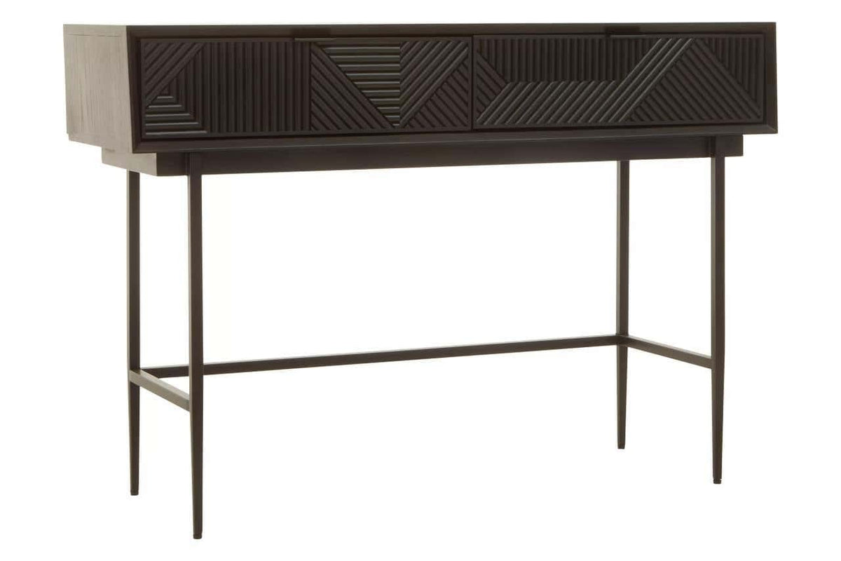 Hamilton Interiors Living Jakara Black Finish Console Table with 2 Drawers House of Isabella UK