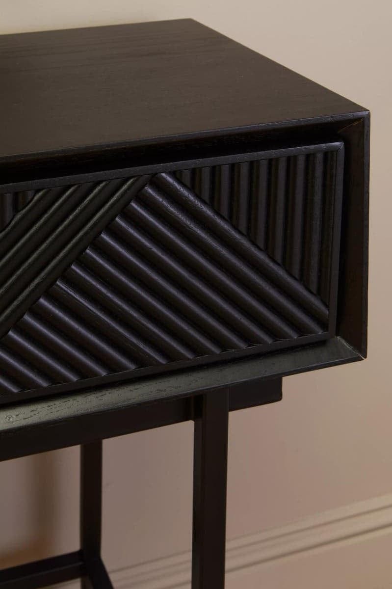 Hamilton Interiors Living Jakara Black Finish Console Table with 2 Drawers House of Isabella UK