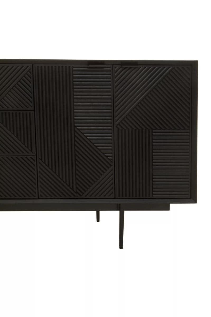 Hamilton Interiors Living Jakara Black Finish Sideboard with 4 Doors and 3 Drawers House of Isabella UK