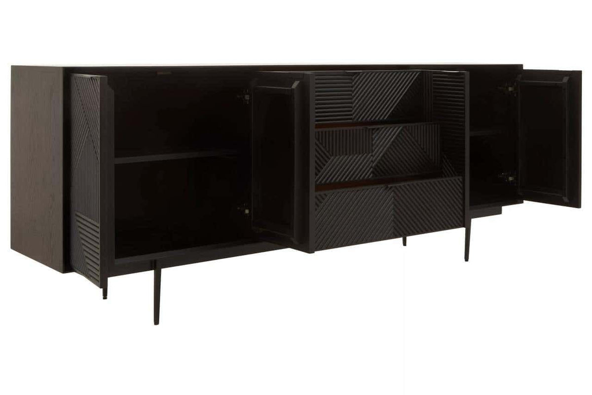 Hamilton Interiors Living Jakara Black Finish Sideboard with 4 Doors and 3 Drawers House of Isabella UK